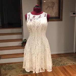 Gabby Skye white lace fit and flare dress